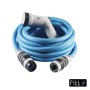 Tubo per irrigazione t.b.t. blu con testina a spruzzo bianca e connettori.