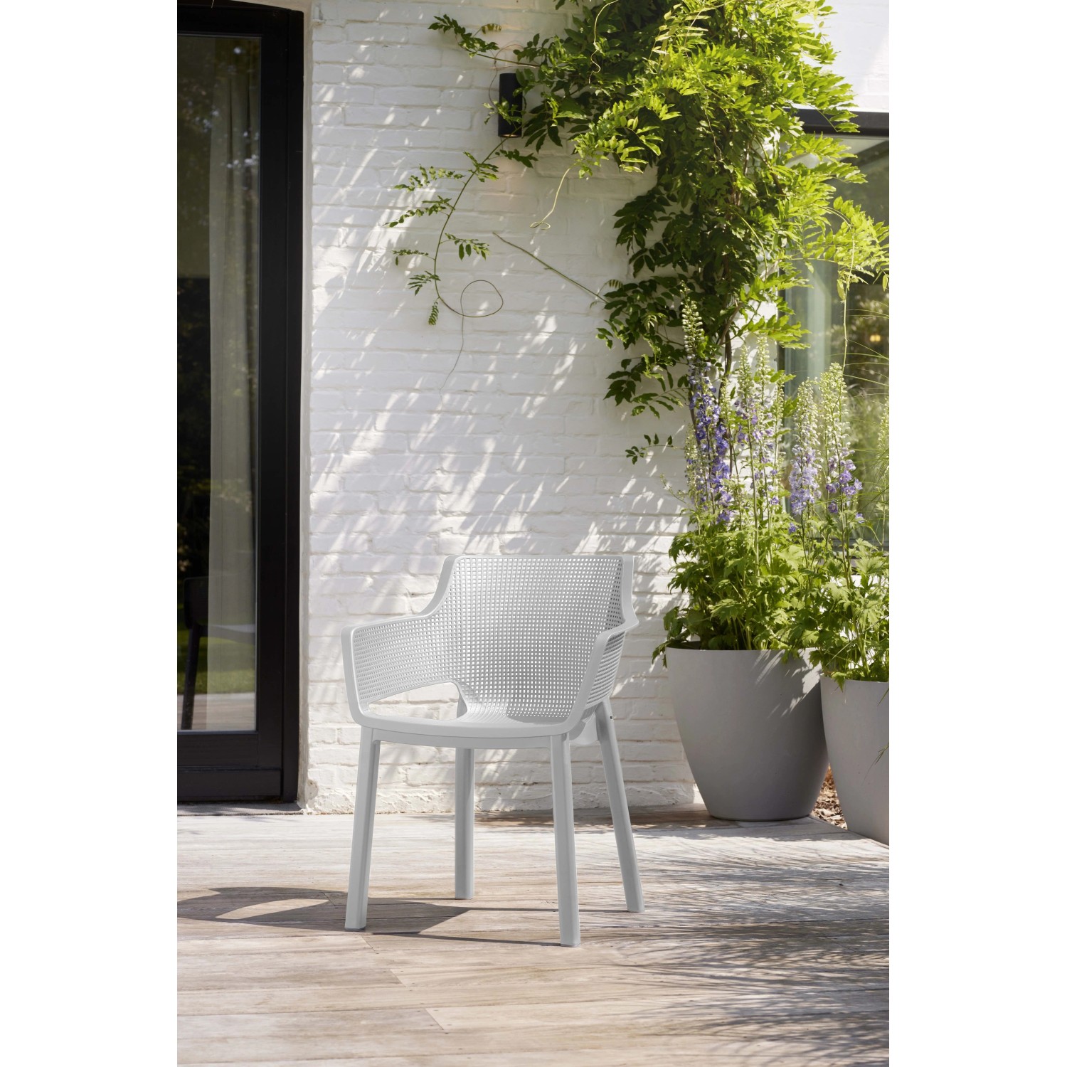 Sedia da giardino senza cuscino con braccioli Elisa bianco_3