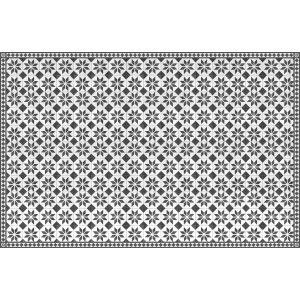 Tappeto moderno con motivo geometrico in bianco e nero.