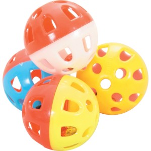 Palle per gatti t.b.t. multicolore con fori, giocattolo per gatti.