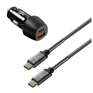 t.b.t. Adattatore caricatore auto con cavo USB-C per accendisigari.