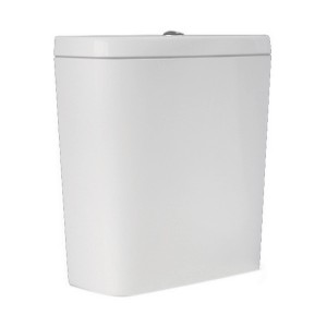 WC a cassetta t.b.t. in bianco, vista dettagliata.