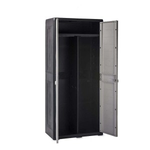Armadio da esterno alto 3 ripiani e portascope in plastica 66x40xH172 cm