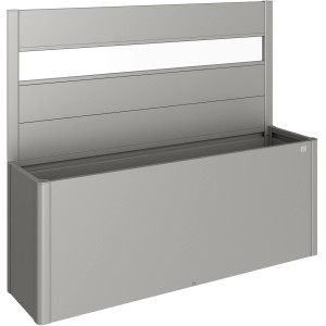 Biohort Belvedere aiuola rialzata con privacy screen e vetro acrilico, grigio quarzo metallizzato.