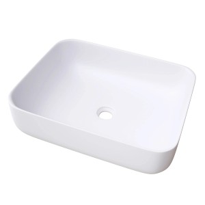 Lavabo d'appoggio rettangolare bianco t.b.t. per il bagno.