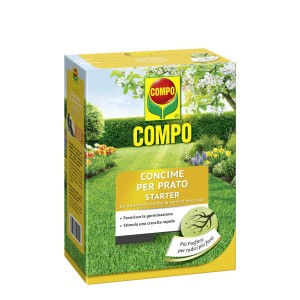 Concime starter per prato COMPO per la fase di crescita, favorisce la germinazione e la crescita rapida.