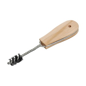 Spazzola tonda per tubi in rame LUX 15 mm con manico in legno per sbavare tubi.
