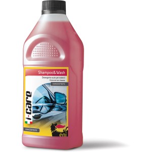 Flacone di shampoo auto concentrato rosa i-care per la cura dell'auto.