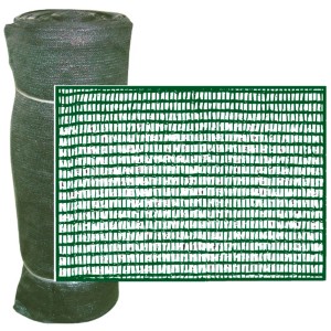 Rotolo di telo ombreggiante t.b.t. verde, dettaglio della struttura a rete.