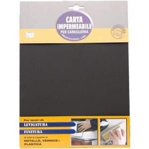Carta abrasiva nera, grana 400, per metallo, vernice e plastica.