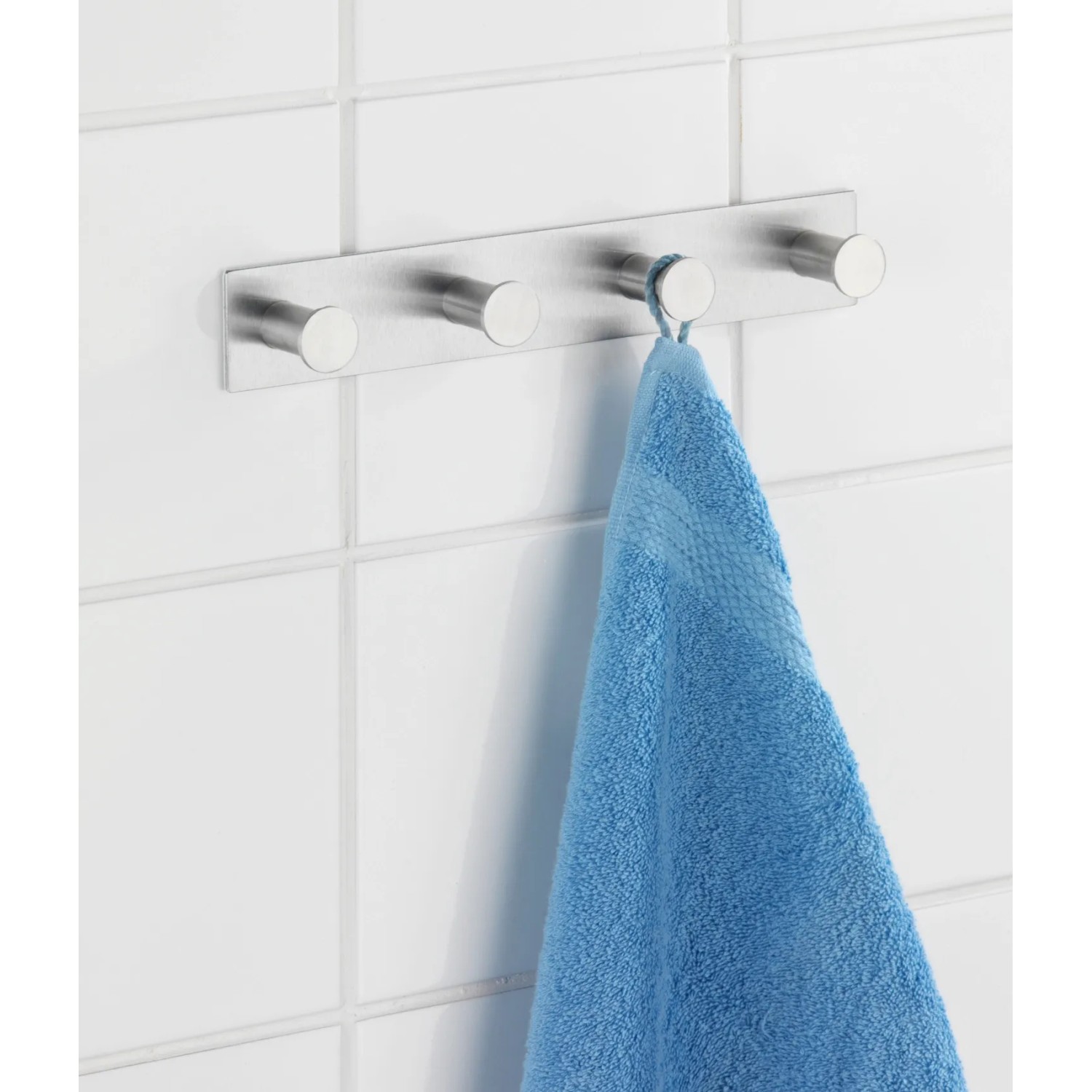 Feligio - Ganci autoadesivi, 4 pezzi, in acciaio inossidabile, ganci adesivi bianchi, per bagno, cucina e porta, per appendere asciugamani, chiavi e cappotti