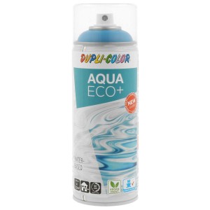 Vernice spray azzurra Dupli-Color Aqua Eco+ per finiture speciali.