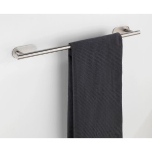 Wenko Orea Uno Matt portasciugamani con asciugamano grigio, acciaio inox, per montaggio a parete senza forare.