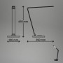 Lampada da scrivania Brilo Cuma, nera, con dimensioni e vista dettagliata.