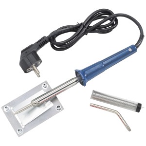 Set saldatore LUX 60 W con supporto e accessori per installazioni elettriche e saldature di precisione.