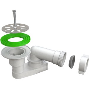 Componenti del sifone per doccia, inclusi guarnizioni e vite.