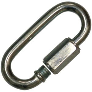 Moschettone t.b.t. argentato con chiusura a vite, dettaglio.