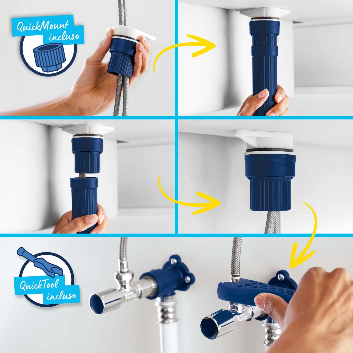 Installazione del miscelatore lavello Grohe QuickFix Start Nero con QuickMount e QuickTool.
