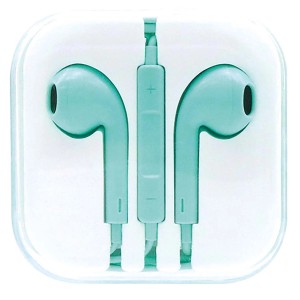 Cuffie in-ear t.b.t. turchesi in custodia trasparente.