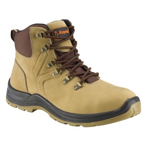 Scarpa da giardinaggio t.b.t. beige con lacci marroni e suola nera.