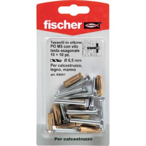Tasselli in ottone Fischer M5, tasselli per calcestruzzo, legno, marmo.
