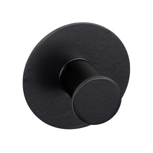 Wenko Gancio a muro Celano, gancio adesivo antiruggine, nero, Ø 5 cm.