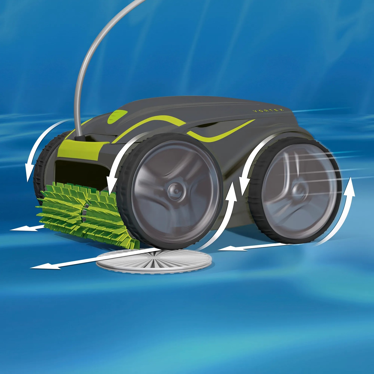 Robot pulitore per piscina Zodiac GV 5220, grigio, per pulire fondo, pareti e linea di galleggiamento.