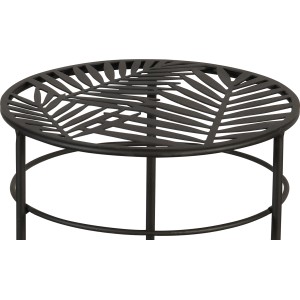 Portafiori nero con motivo a foglia di palma, Ø 24 cm, altezza 60 cm, per giardino e decorazioni.