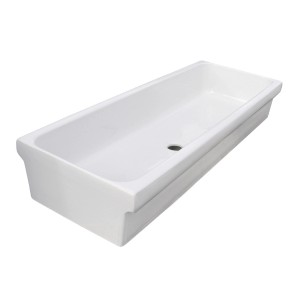Lavabo rettangolare t.b.t. in ceramica bianca.