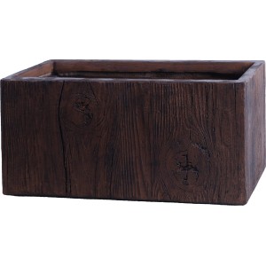 Fioriera marrone in Fiberclay (33x33x69,5 cm) con struttura in legno per giardino e terrazza.