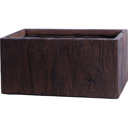 Fioriera da esterno in fiberclay effetto legno marrone scuro 33x69,5cm