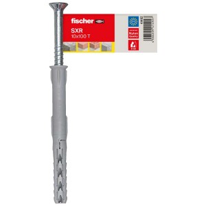 Tassello Fischer SXR 10x100 T, adatto a diversi materiali da costruzione.