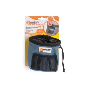 Borsa porta snack Walky blu con tasca a rete per addestramento cani.