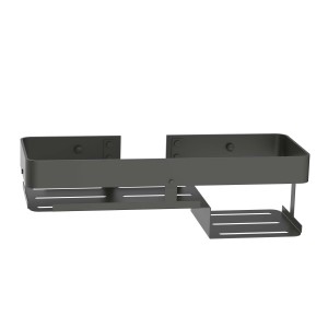 Mensola da bagno t.b.t. color antracite a parete con due ripiani.