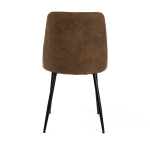 Sedia imbottita Molly in tessuto marrone e struttura in metallo 49,2x57,5h84 cm