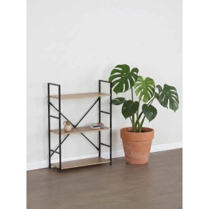 Scaffale in metallo e truciolare 3 ripiani 589x24x80 cm nero