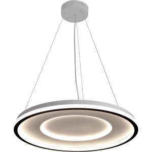 Lampada a sospensione LED rotonda e moderna in bianco per un'illuminazione elegante.