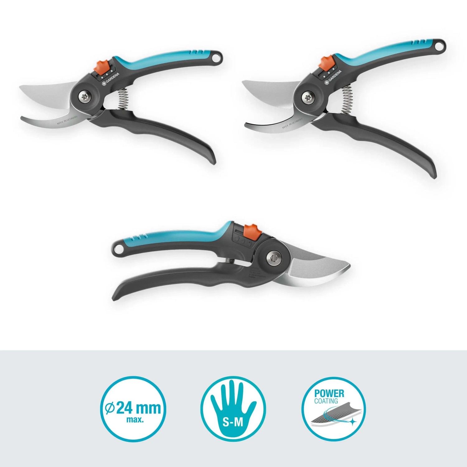 Cesoie bypass Gardena PremiumCut Flex per legno verde, impugnature ergonomiche, tagli precisi.