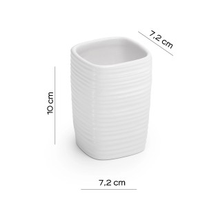 Portaspazzolino bianco t.b.t. con superficie a coste e dimensioni.