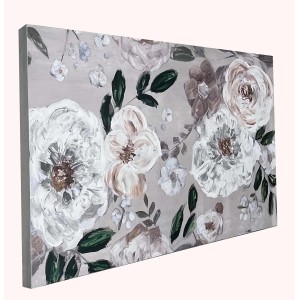 Quadro Quadri con motivo floreale nei toni del bianco e del grigio.