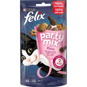 Felix Party Mix Picnic snack per gatti con pollo, formaggio e tacchino. Mix gustoso.