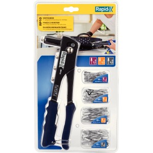 Rapid RP10 rivettatrice con 100 rivetti. Utensile pratico per rivettare.