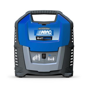 Compressore ABAC blu in design valigia con maniglia.