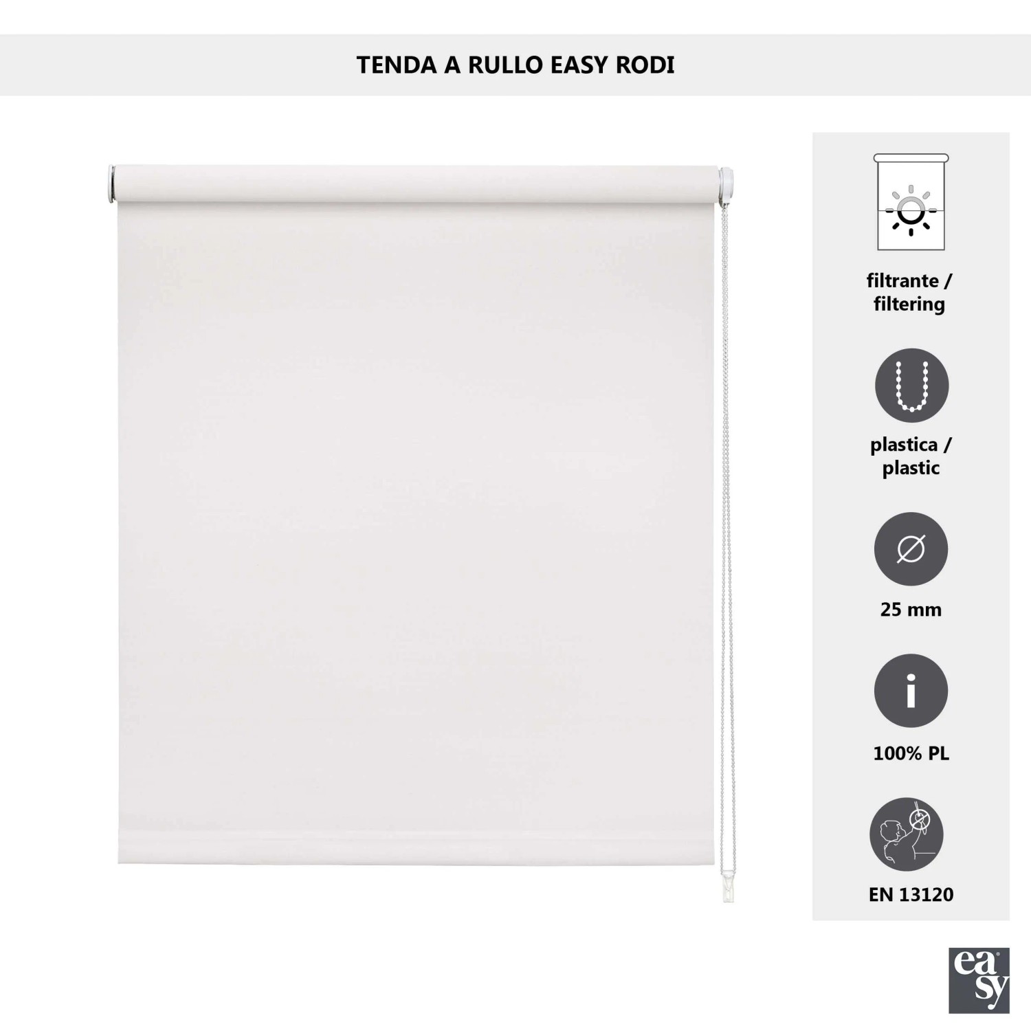 Tenda a rullo semifiltrante Rodi L 150 x H 252 cm bianco_4