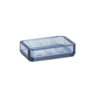 Dispenser di sapone blu t.b.t. per il bagno.