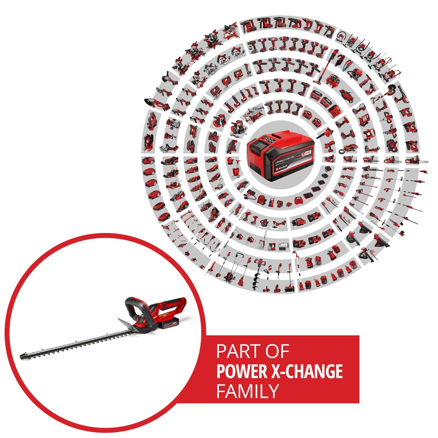 Tagliasiepi a batteria Einhell GC-CH 1855/1 Li Kit con batteria e caricabatterie, rosso-nero.