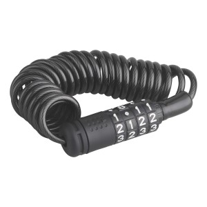 Lucchetto a spirale nero con codice numerico per biciclette, Categoria: Lucchetti