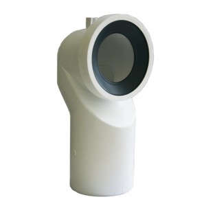 Primo piano di un raccordo per tubi di scarico HT bianco.