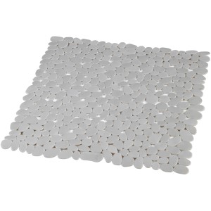 Tappetino doccia quadrato Wenko Paradise color tortora con motivo a pietra e struttura antiscivolo.