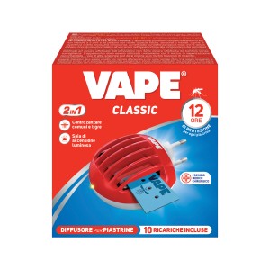 Vape Classic Antizanzare: Diffusore elettrico antizanzare con 10 ricariche per 12 ore di protezione.